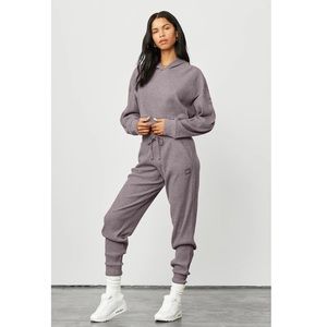 ALO Womens Muse Ribbed Knit Jogger & Hoodie Set